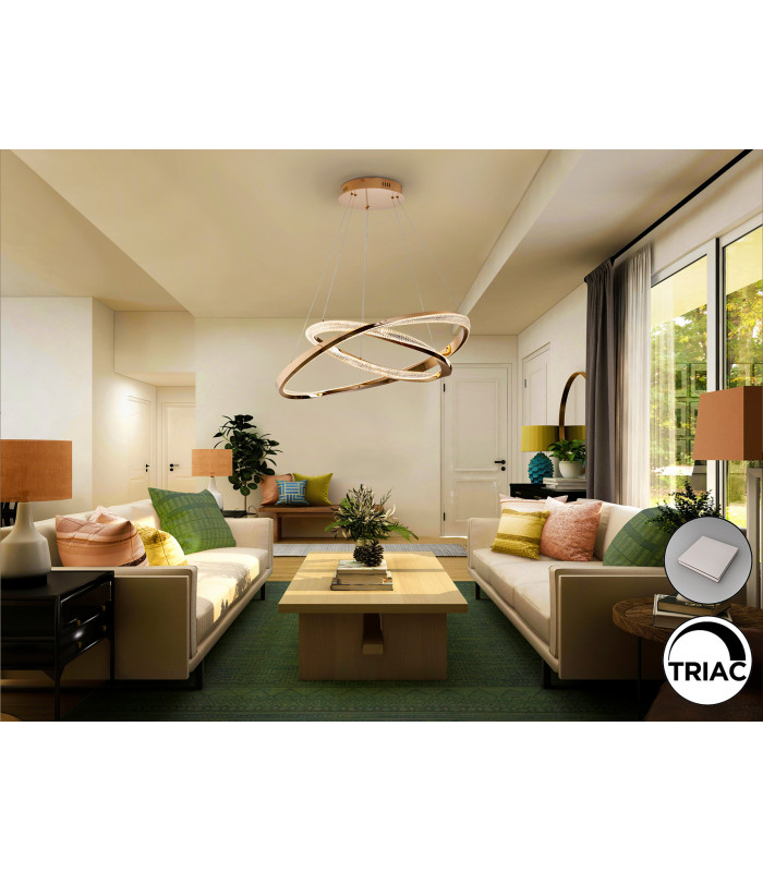 Orbitas Twin Ring Pendant Ceiling Light Gold LED 3000K-3