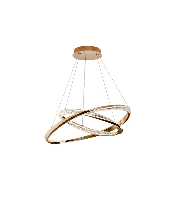 Orbitas Twin Ring Pendant Ceiling Light Gold LED 3000K-8