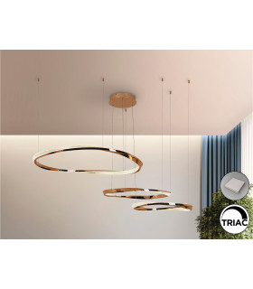 Orbitas Triple Ring Pendant Ceiling Light Gold LED 3000K-1