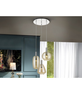 Nara Cluster Pendant Ceiling 3 Light Chrome LED 3000K-1