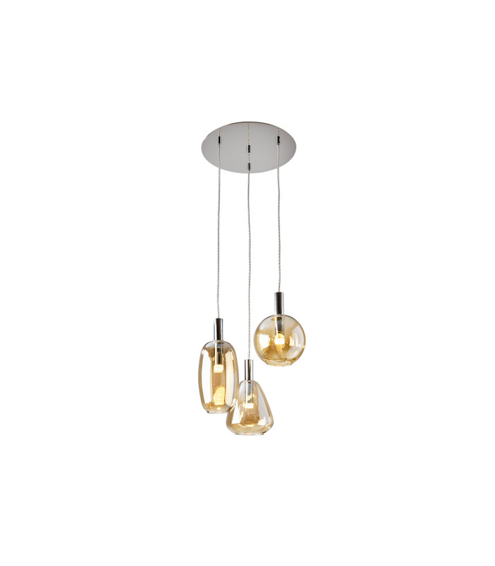 Nara Cluster Pendant Ceiling 3 Light Chrome LED 3000K-3