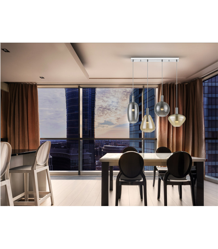 Nara Bar Pendant Ceiling 4 Light Chrome LED 3000K-2