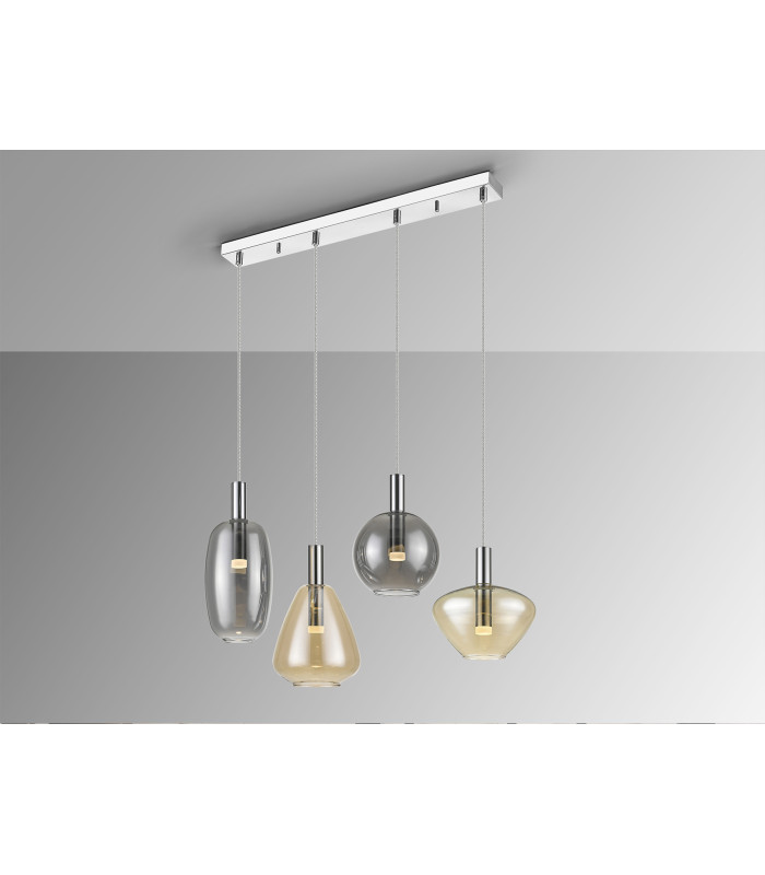 Nara Bar Pendant Ceiling 4 Light Chrome LED 3000K-3