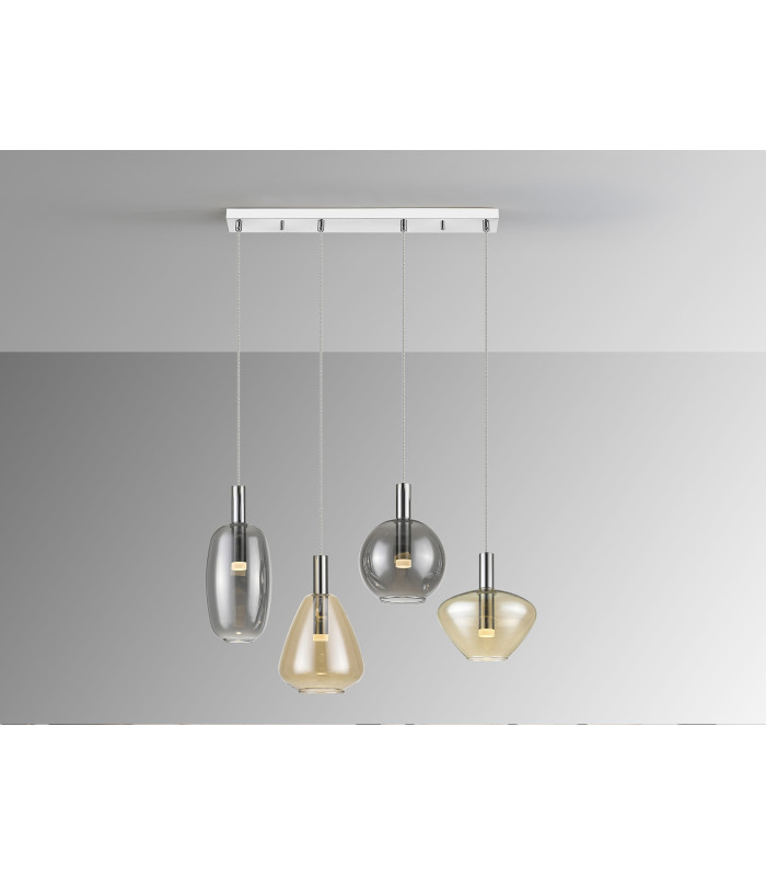 Nara Bar Pendant Ceiling 4 Light Chrome LED 3000K-4