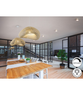 Sabah Wire Frame Pendant Ceiling Light Rattan xE27 870lm-2