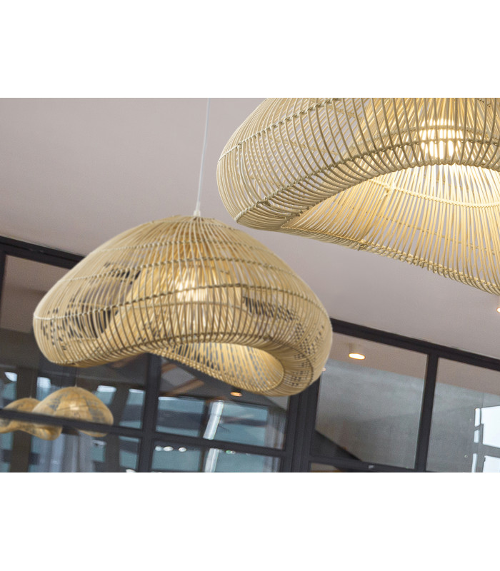 Sabah Wire Frame Pendant Ceiling Light Rattan xE27 870lm-3