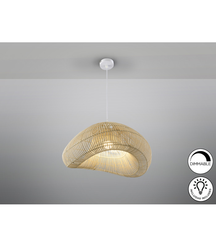 Sabah Wire Frame Pendant Ceiling Light Rattan xE27 870lm-5