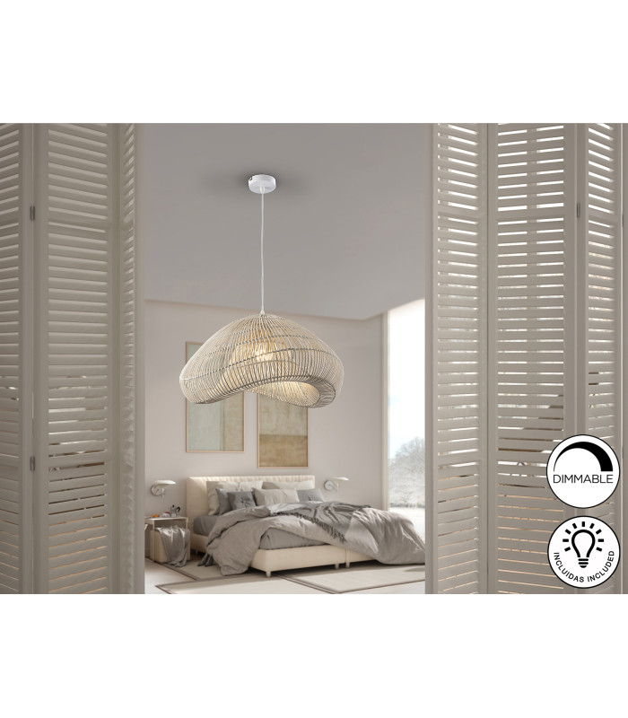 Sabah Wire Frame Pendant Ceiling Light White xE27 870lm-2