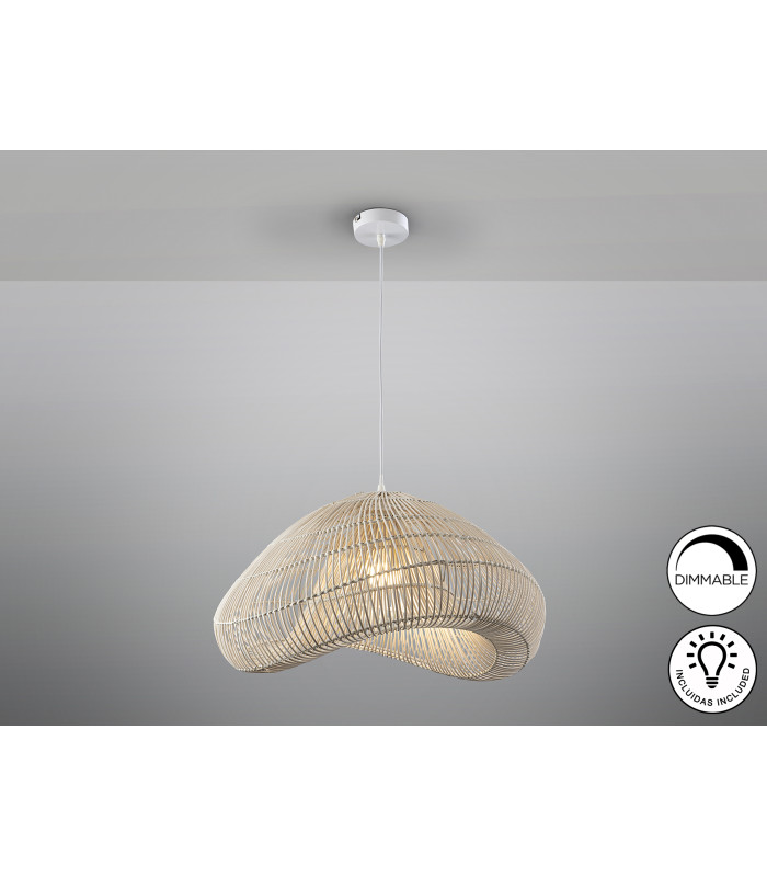 Sabah Wire Frame Pendant Ceiling Light White xE27 870lm-4