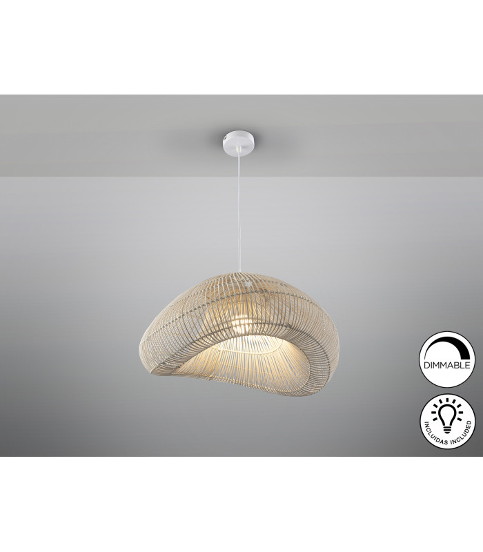 Sabah Wire Frame Pendant Ceiling Light White xE27 870lm-5