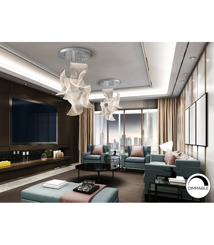 Velos Cluster Pendant Ceiling 5 Light Chrome LED 3000K-2