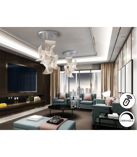 Velos Cluster Pendant Ceiling 5 Light Chrome LED 3000K Dimmable Remote Control-2