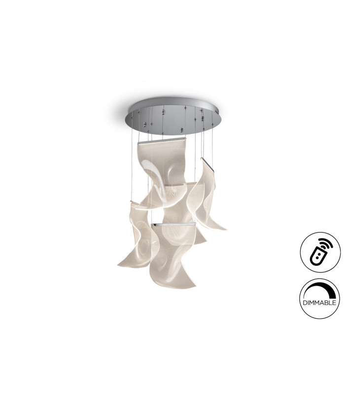 Velos Cluster Pendant Ceiling 5 Light Chrome LED 3000K Dimmable Remote Control-5