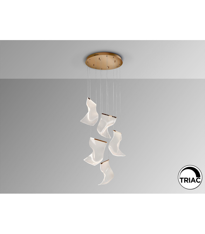 Velos Cluster Pendant Ceiling 5 Light Rose Gold LED 3000K-5