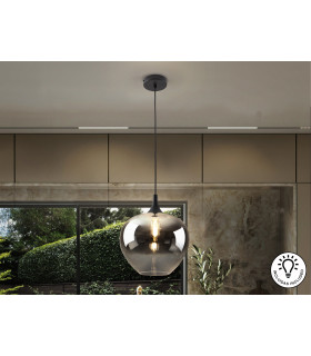 Opaz Dome Pendant Ceiling Light Black Smoke 1xE27-1