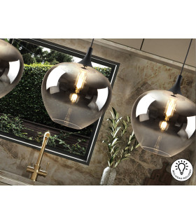 Opaz Dome Pendant Ceiling Light Black Smoke 1xE27-2