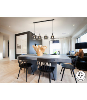 Opaz Bar Pendant Ceiling Light Black Smoke 4xE27-2