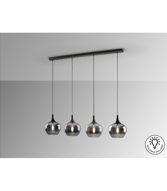 Opaz Bar Pendant Ceiling Light Black Smoke 4xE27-5