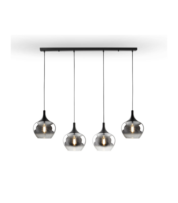 Opaz Bar Pendant Ceiling Light Black Smoke 4xE27-6
