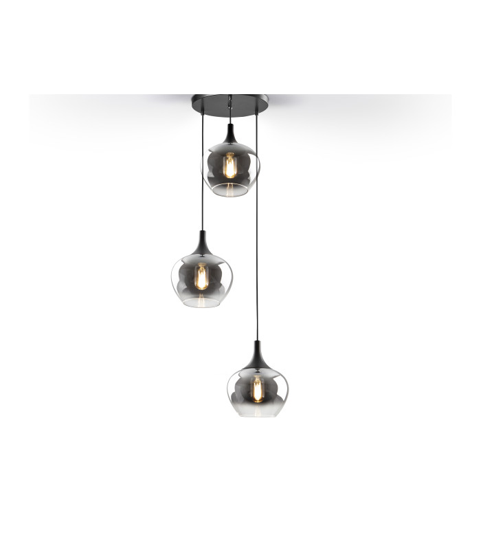 Opaz Cluster Pendant Ceiling Light Black Smoke 3xE27-5