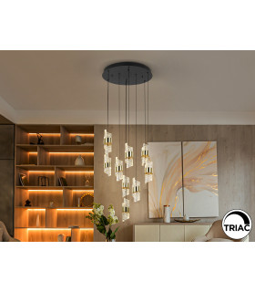 Iliada Cluster Pendant Ceiling 9 Light Black Gold LED 3000K-1