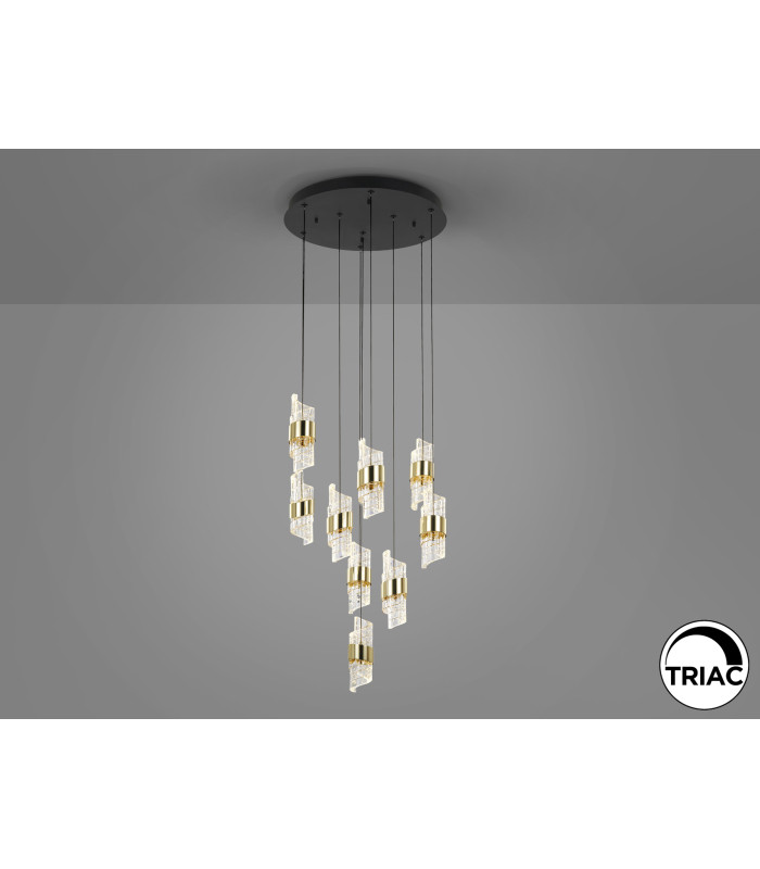 Iliada Cluster Pendant Ceiling 9 Light Black Gold LED 3000K-3