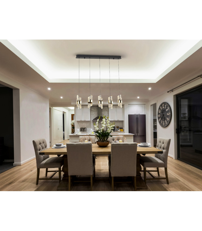 Iliada Bar Pendant Ceiling 5 Light Black Gold LED 3000K-2