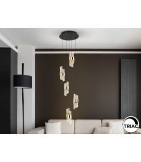 Iliada Cluster Pendant Ceiling 5 Light Black Gold LED 3000K-1