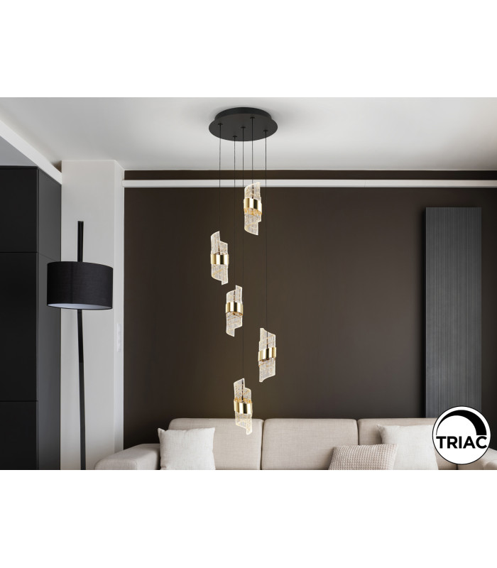 Iliada Cluster Pendant Ceiling 5 Light Black Gold LED 3000K-1