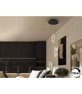 Iliada Cluster Pendant Ceiling 3 Light Black Gold LED 3000K-1