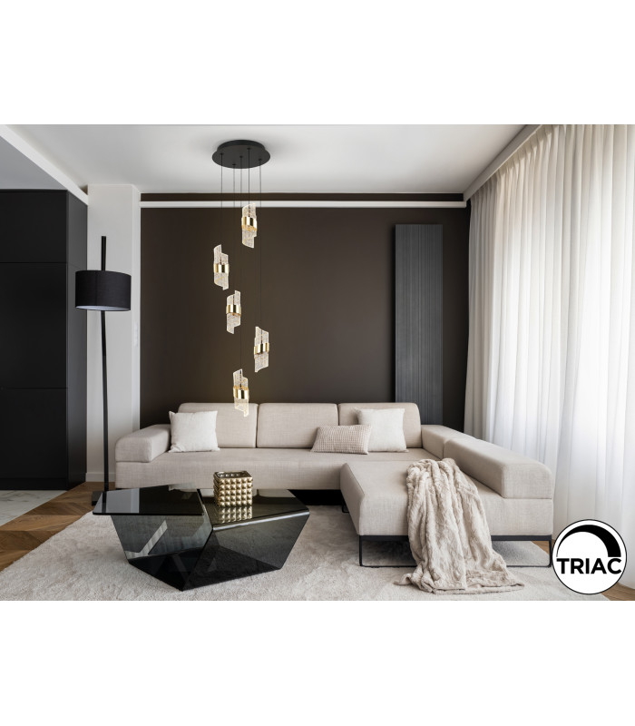 Iliada Cluster Pendant Ceiling 5 Light Black Gold LED 3000K-2