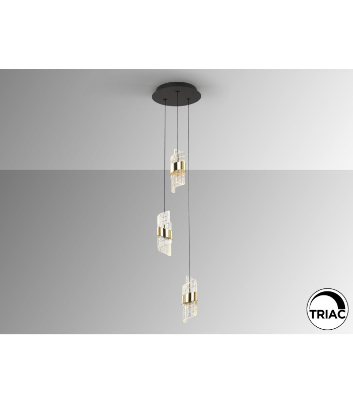 Iliada Cluster Pendant Ceiling 3 Light Black Gold LED 3000K-3