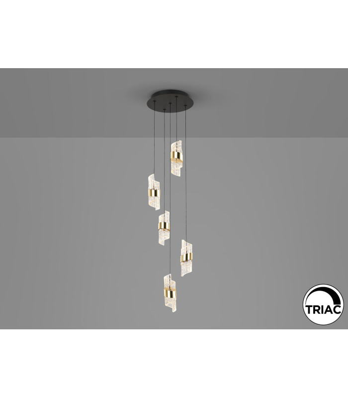 Iliada Cluster Pendant Ceiling 5 Light Black Gold LED 3000K-3