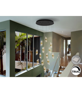 Iliada Cluster Pendant Ceiling 13 Light Black Gold LED 3000K-1