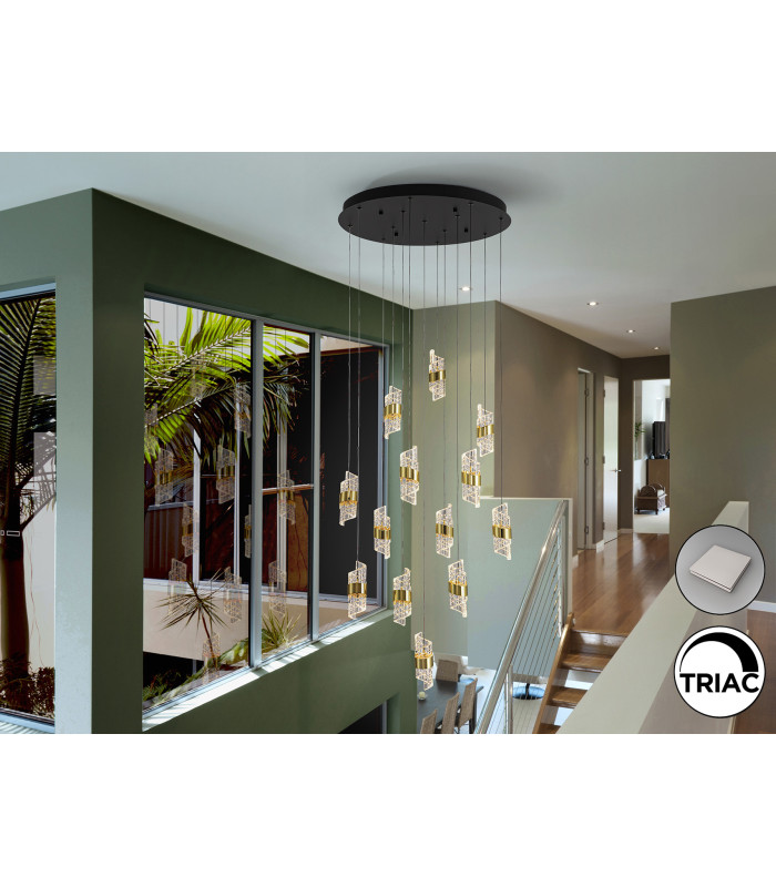 Iliada Cluster Pendant Ceiling 13 Light Black Gold LED 3000K-1