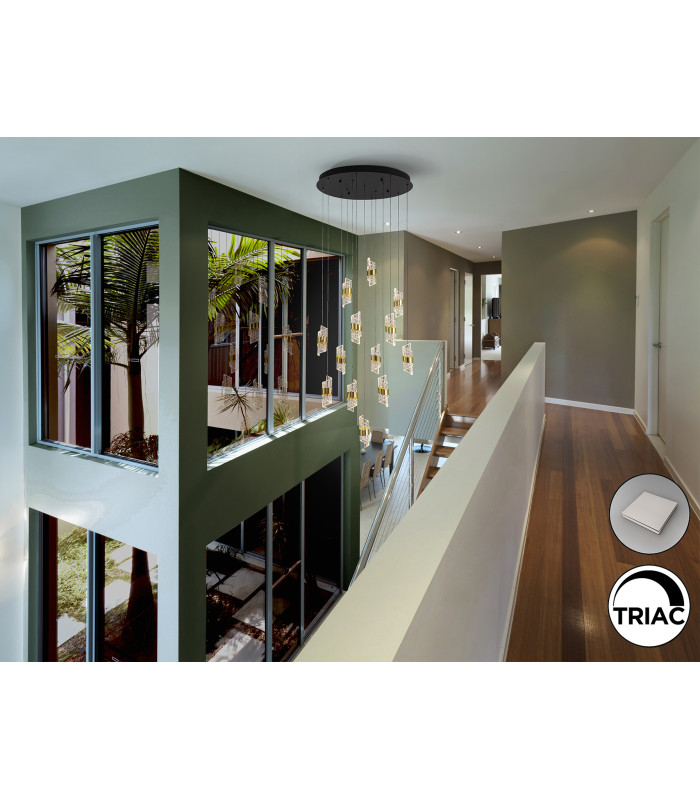 Iliada Cluster Pendant Ceiling 13 Light Black Gold LED 3000K-2