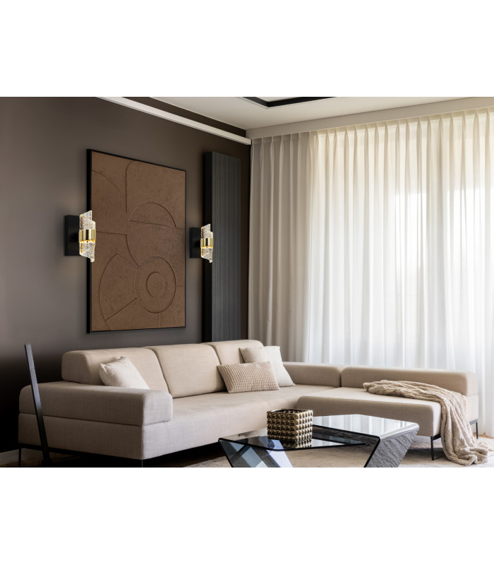 Iliada Integrated LED Wall Lamp Black Gold 3000K-2