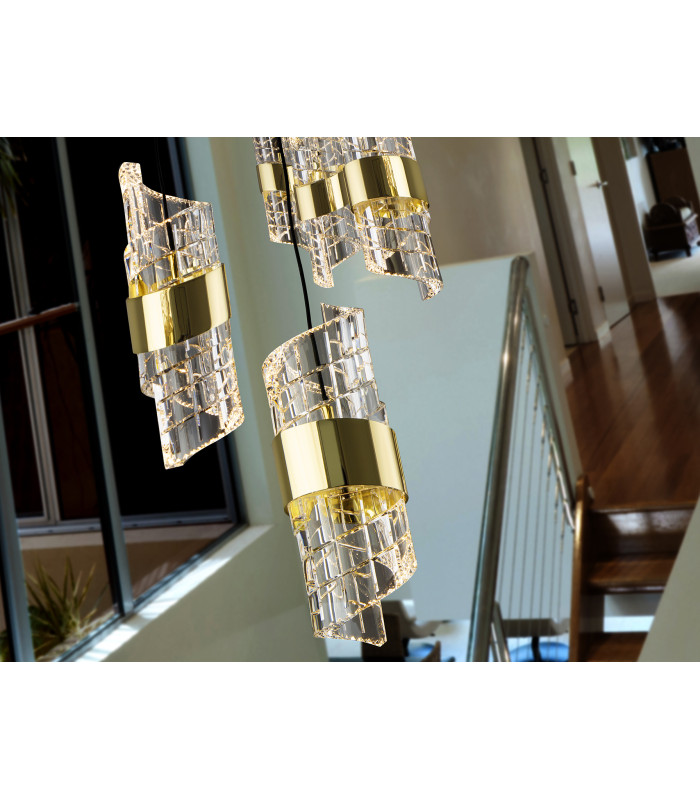 Iliada Cluster Pendant Ceiling 13 Light Black Gold LED 3000K-3