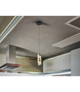 Iliada Slim Pendant Ceiling Light Black Gold LED 3000K-1