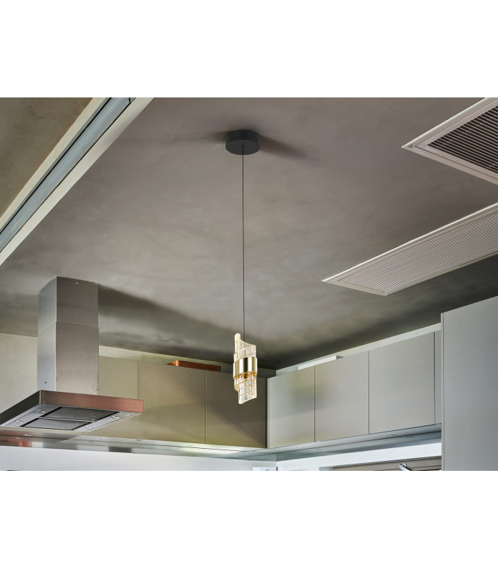 Iliada Slim Pendant Ceiling Light Black Gold LED 3000K-1