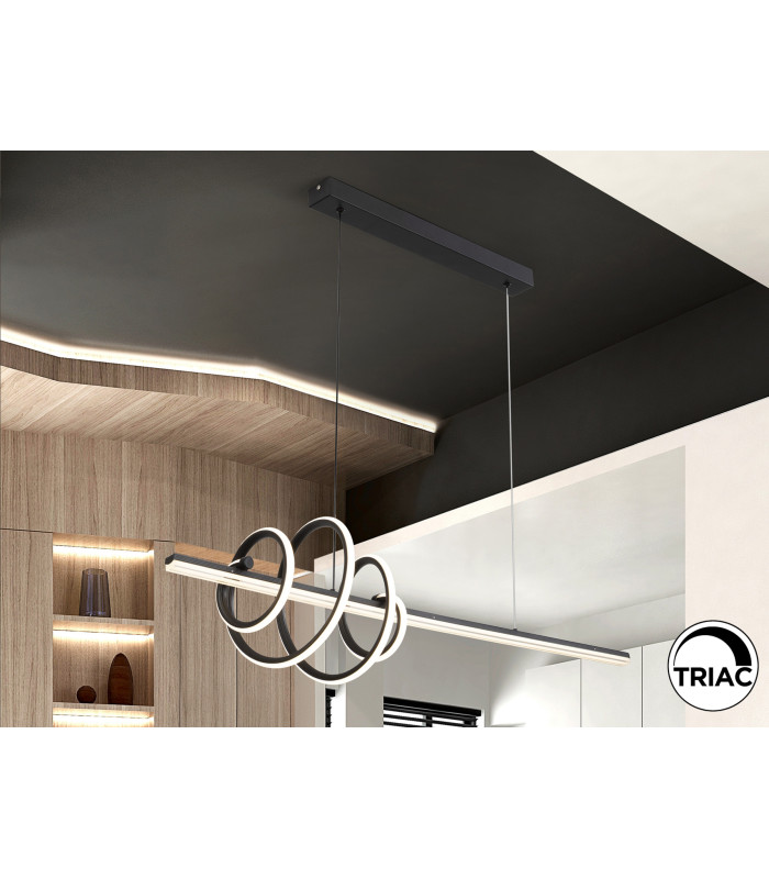 Tornado Bar Pendant Ceiling Light Black LED 3000K-1