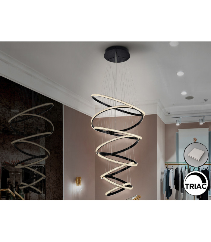 Ring Pendant Ceiling Light Black LED 3000K Dimmable-1