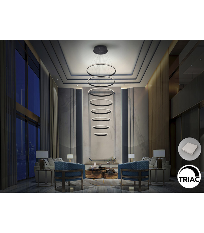 Ring Pendant Ceiling Light Black LED 4000K Dimmable-3