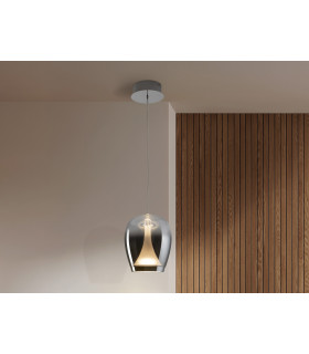 Suspiro 18cm Dome Pendant Ceiling Light Chrome Smoky LED 3000K-1