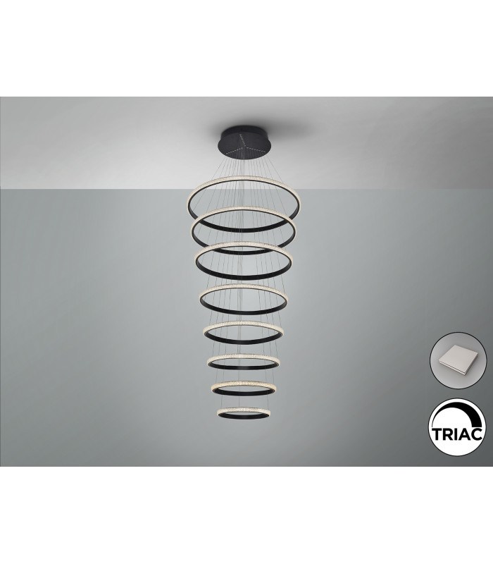 Ring Pendant Ceiling Light Black LED 4000K Dimmable-4