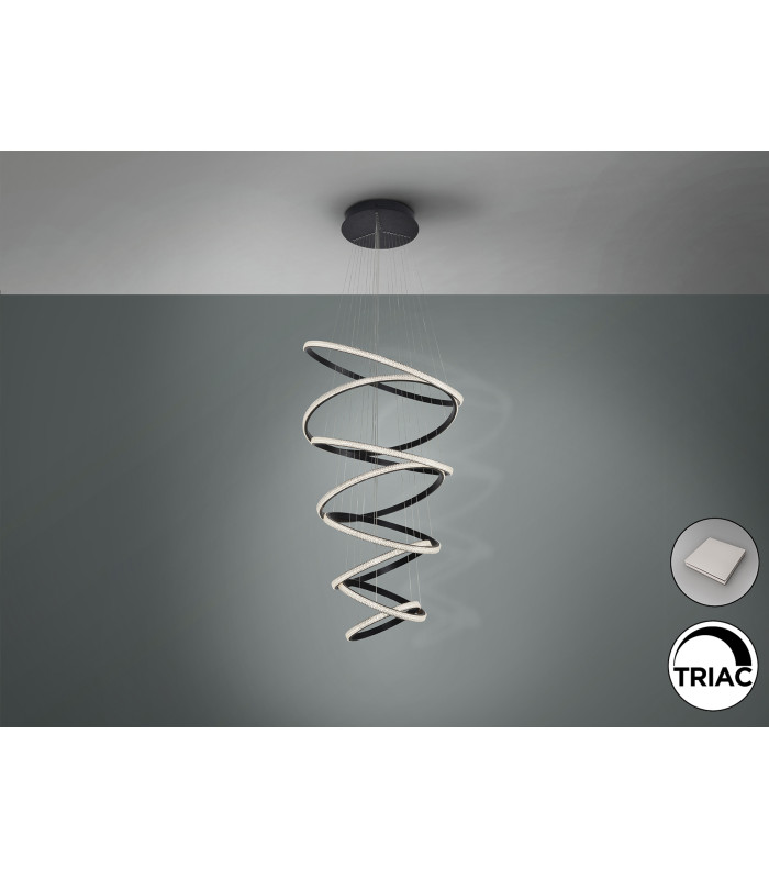 Ring Pendant Ceiling Light Black LED 4000K Dimmable-5