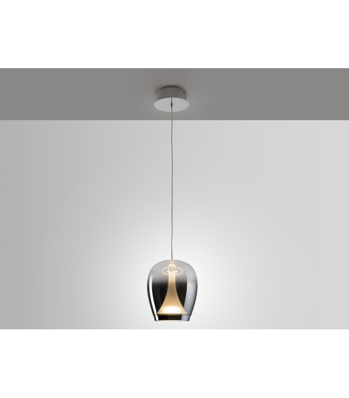 Suspiro 18cm Dome Pendant Ceiling Light Chrome Smoky LED 3000K-3