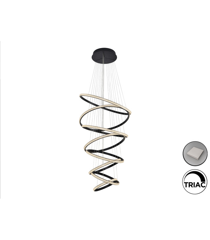 Ring Pendant Ceiling Light Black LED 4000K Dimmable-7