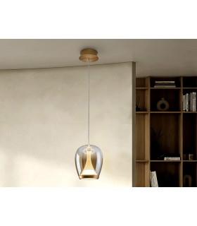 Suspiro 18cm Dome Pendant Ceiling Light Gold Amber LED 3000K-1