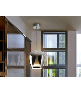 Suspiro 25cm Dome Pendant Ceiling Light Chrome Smoky LED 3000K-1